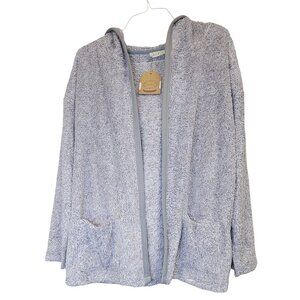 Kori Hooded Jacket Cardi Soft Cozy Grey Knit Cardigan Pockets Womens Large New